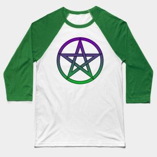 Pentacle Purple to Green Ombre Baseball T-Shirt